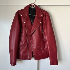 Zara Men’s Faux Red Leather Jacket